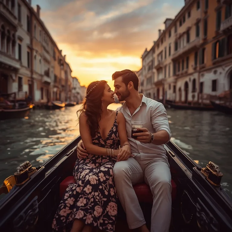 A Romantic Couple Enjoying a Gondola Ride in Venice | Romantic Couple Captured