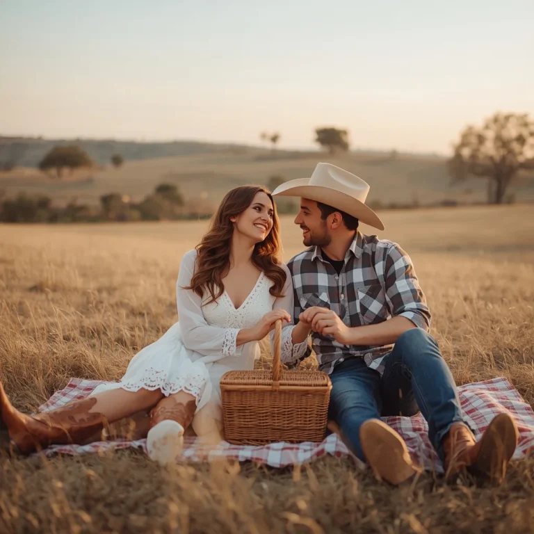 A Romantic Couple Enjoying a Serene Western Picnic | Prompt seen couple AI photo editing