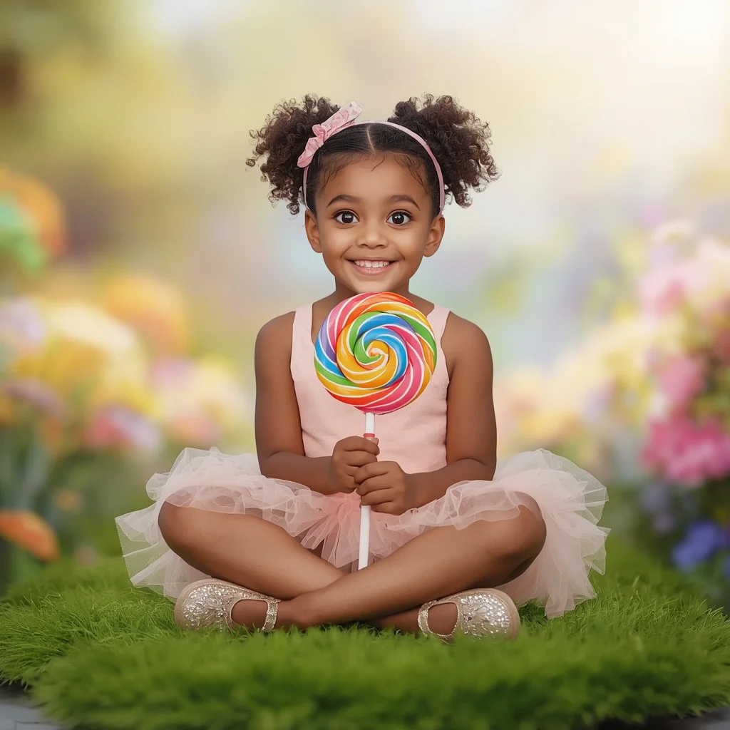 Cute Girl’s Whimsical Pose with a Giant Lollipop | Cute Girl Captured