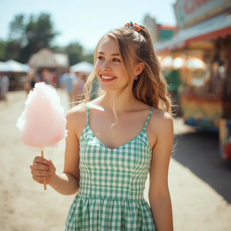 Playful Green Gingham Sundress for a Summer Countryside Fair | Girl Ai Prompt