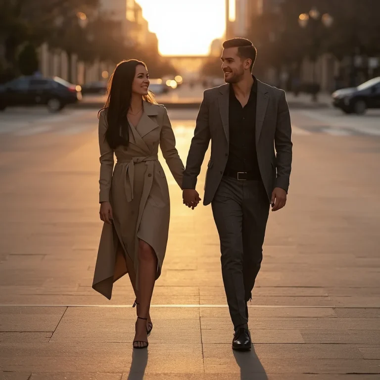 Romantic Couple in High Fashion Urban Walk | Couple hug prompt for Gemini AI