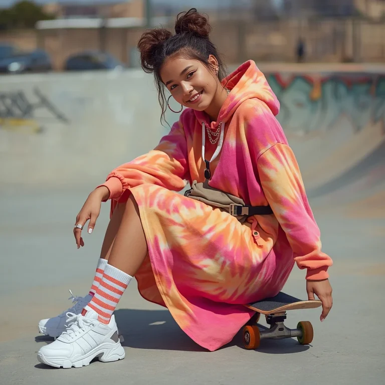 Trendy Streetwear: An Oversized Hoodie Dress with Sneakers | prompt for girls copy paste